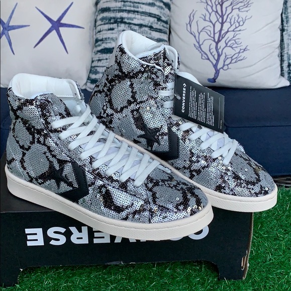 Converse PRO Leather mid silver/vintage wht/blk WM - Picture 2 of 16